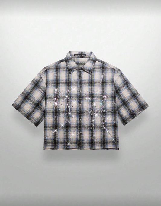 Blue rhinestone flannel